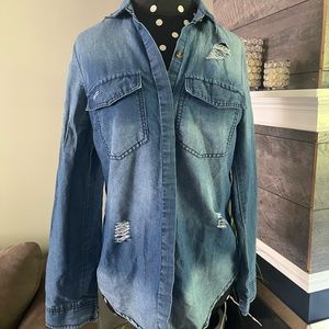 Light denim button up